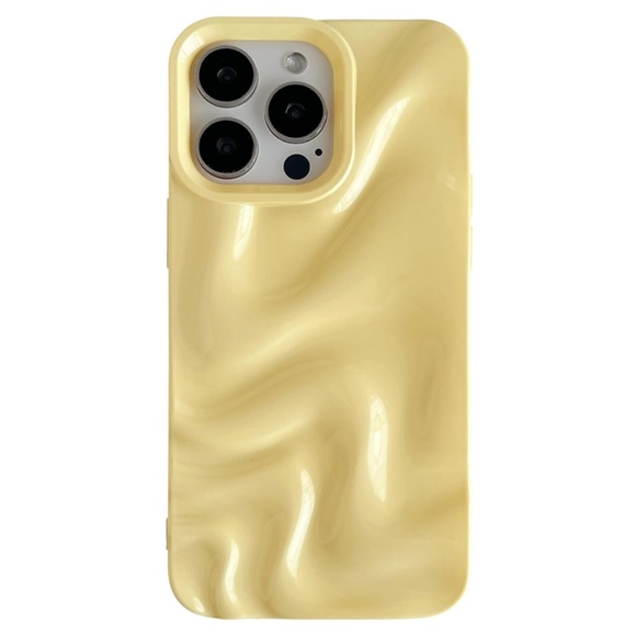 Caseative for iPhone 15 Pro Max Case Pale Yellow Wavy Ripple - Picture 1 of 3
